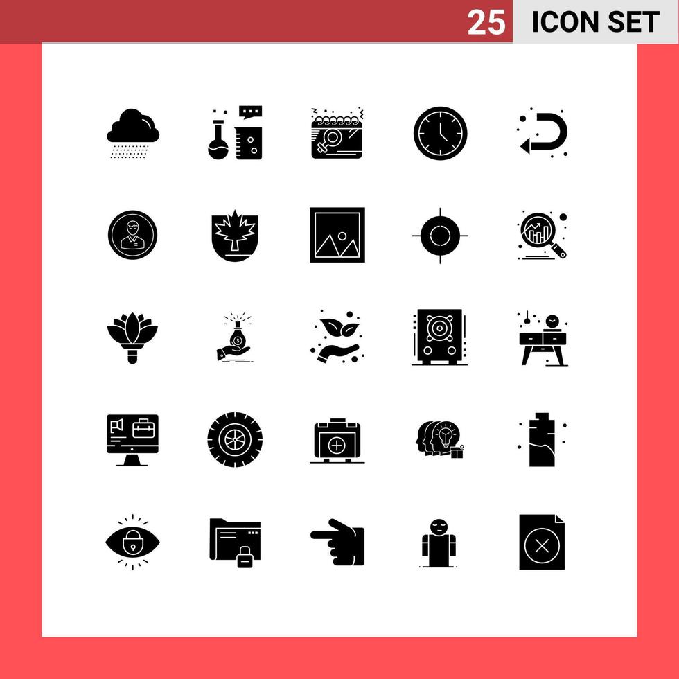 25 Solid Glyph concept for Websites Mobile and Apps arrow user calendar time women Editable Vector Design Elements