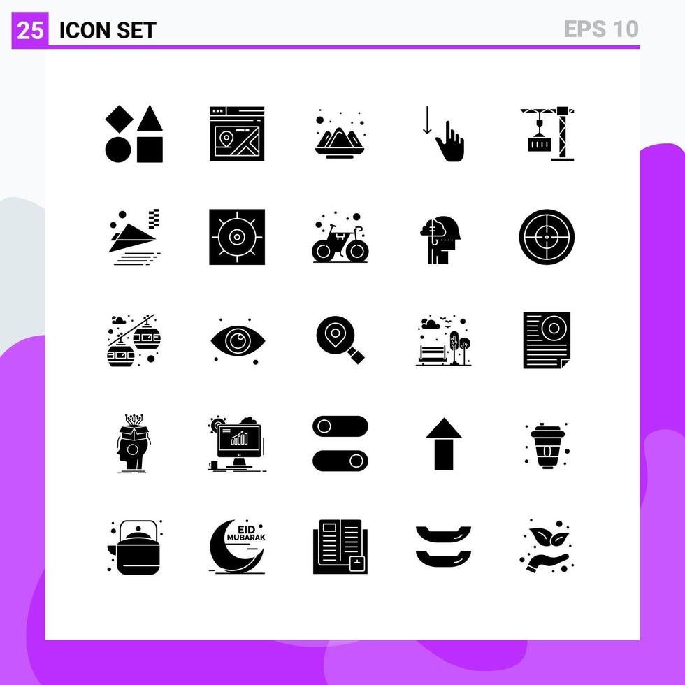 Universal Icon Symbols Group of 25 Modern Solid Glyphs of cargo gestures color gesture down Editable Vector Design Elements