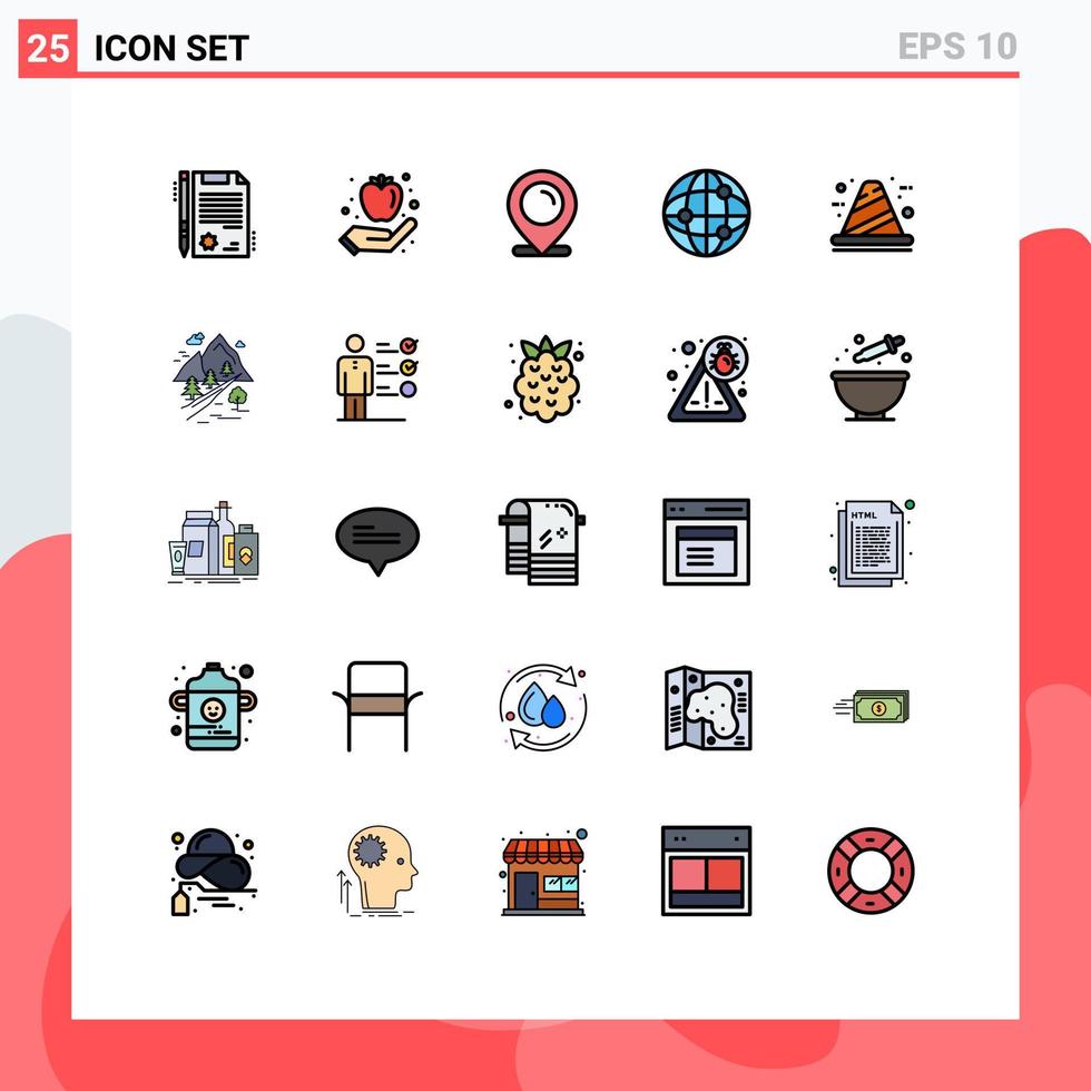 25 Creative Icons Modern Signs and Symbols of construction build map architecture globe Editable Vector Design Elements