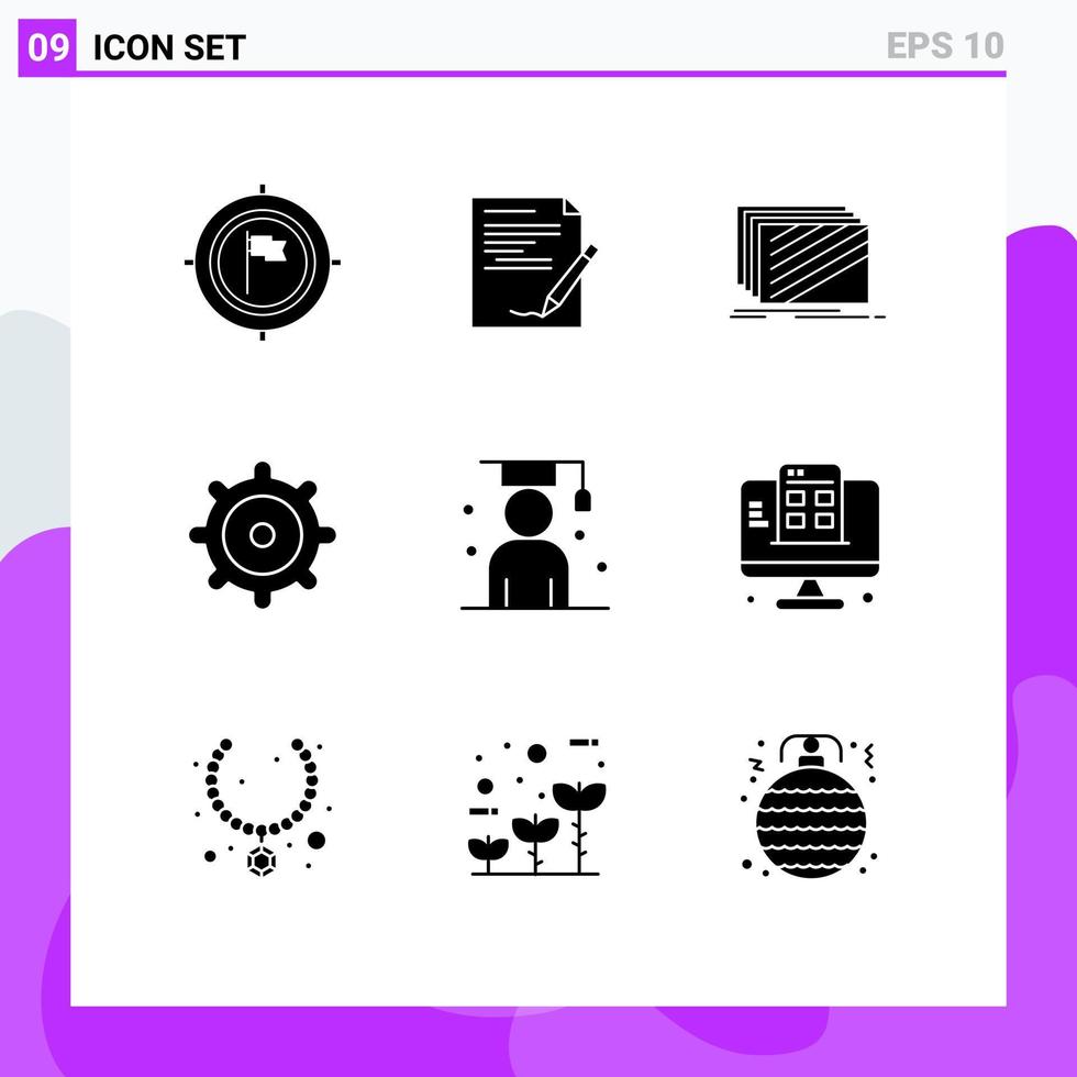 Stock Vector Icon Pack of 9 Line Signs and Symbols for avatar gear note textures layout Editable Vector Design Elements