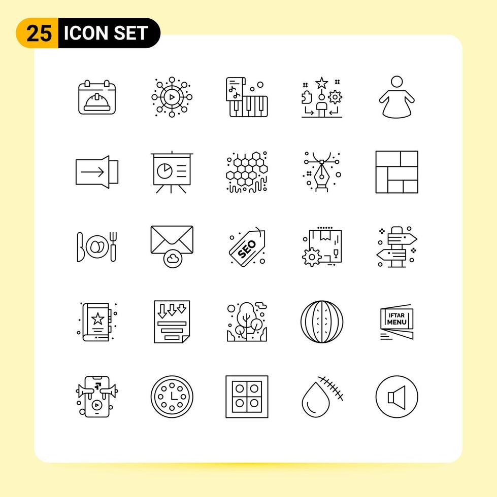 Set of 25 Modern UI Icons Symbols Signs for gesture people instrument traning talent Editable Vector Design Elements