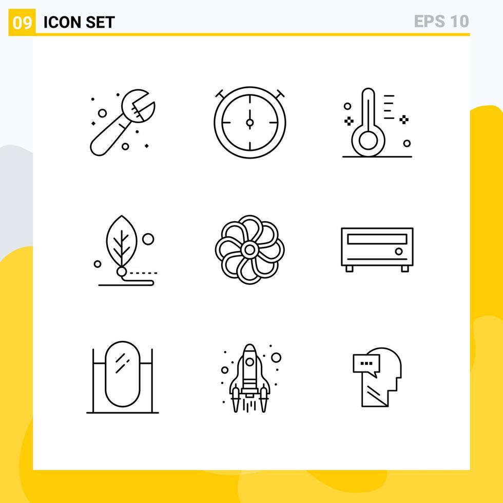Stock Vector Icon Pack of 9 Line Signs and Symbols for plent flower sunny life digital Editable Vector Design Elements