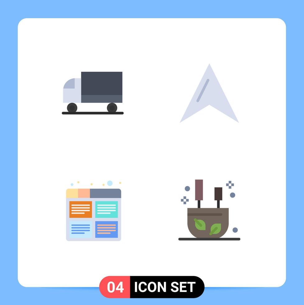 Modern Set of 4 Flat Icons and symbols such as car film transport map process Editable Vector Design Elements