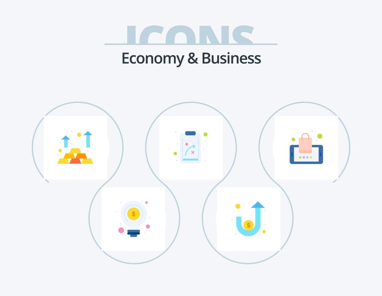 Economy And Business Flat Icon Pack 5 Icon Design. purchase. clip board. finance. strategy. business vector