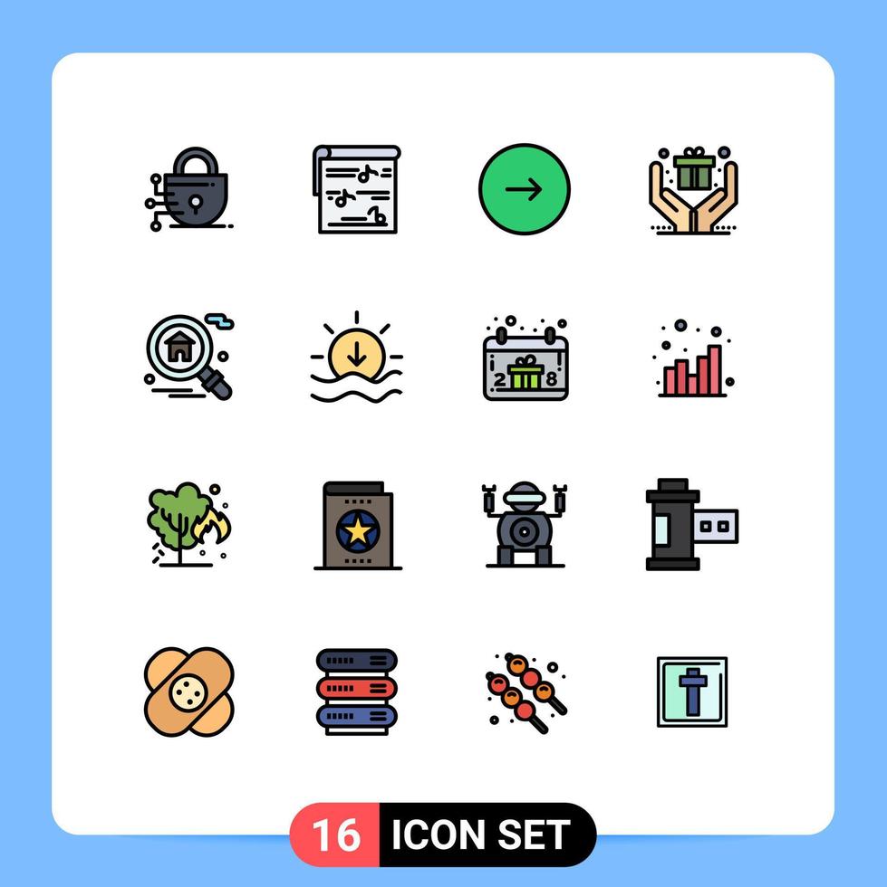 conjunto de 16 iconos modernos de la interfaz de usuario signos de símbolos para buscar manos de control presentes siguientes elementos de diseño de vectores creativos editables