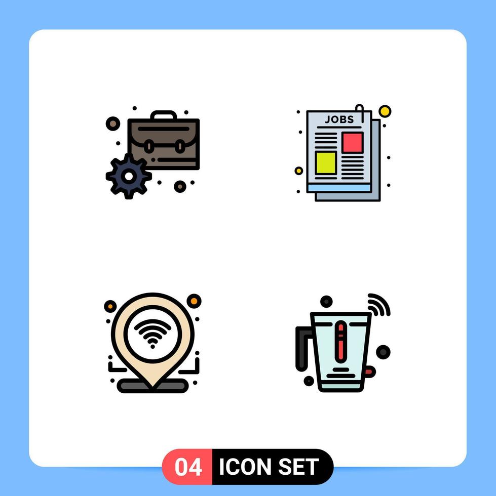 Stock Vector Icon Pack of 4 Line Signs and Symbols for briefcase gps management post connection Editable Vector Design Elements