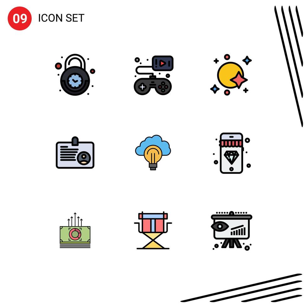 conjunto de 9 iconos de interfaz de usuario modernos signos de símbolos para elementos de diseño de vector editables de espacio de usuario de videojuegos de tarjeta de empleado