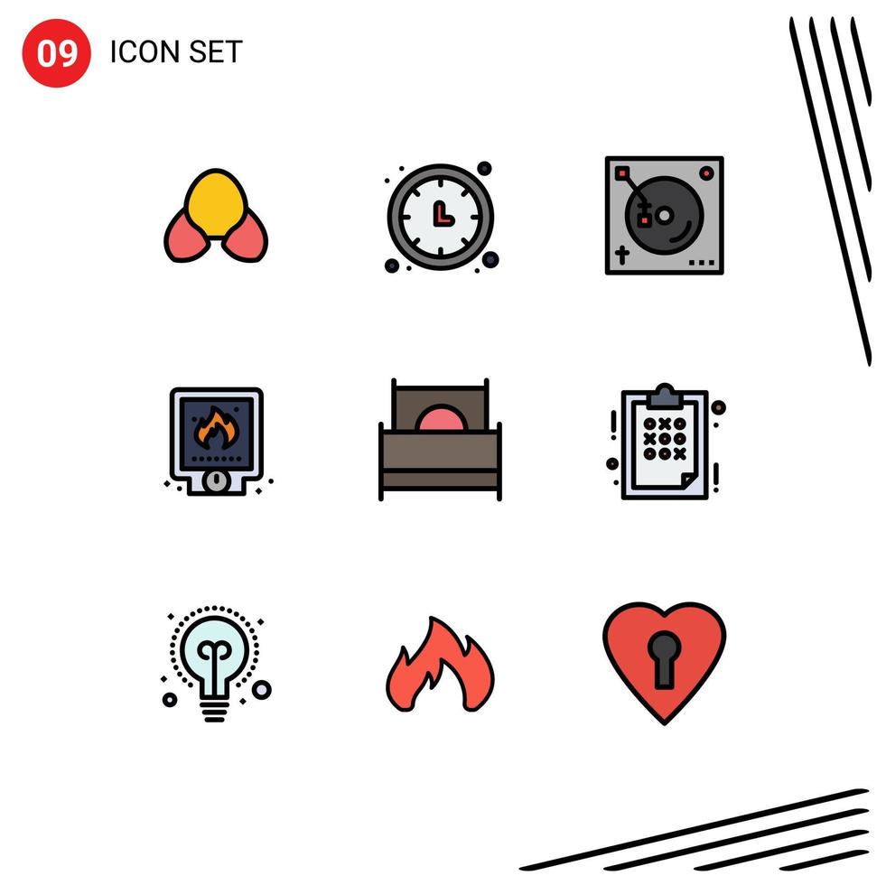 9 Filledline Flat Color concept for Websites Mobile and Apps fire plumbing wall clock plumber sound Editable Vector Design Elements