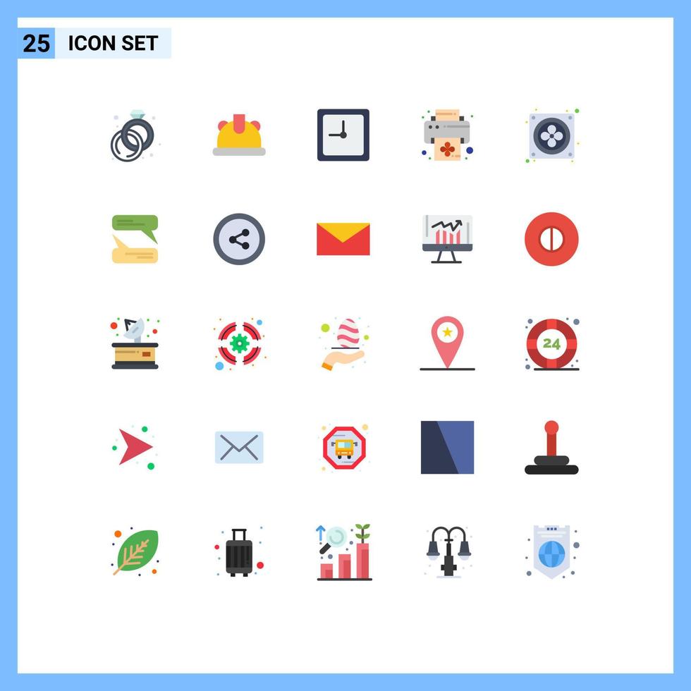 Group of 25 Flat Colors Signs and Symbols for texting chatting time hardware computer Editable Vector Design Elements