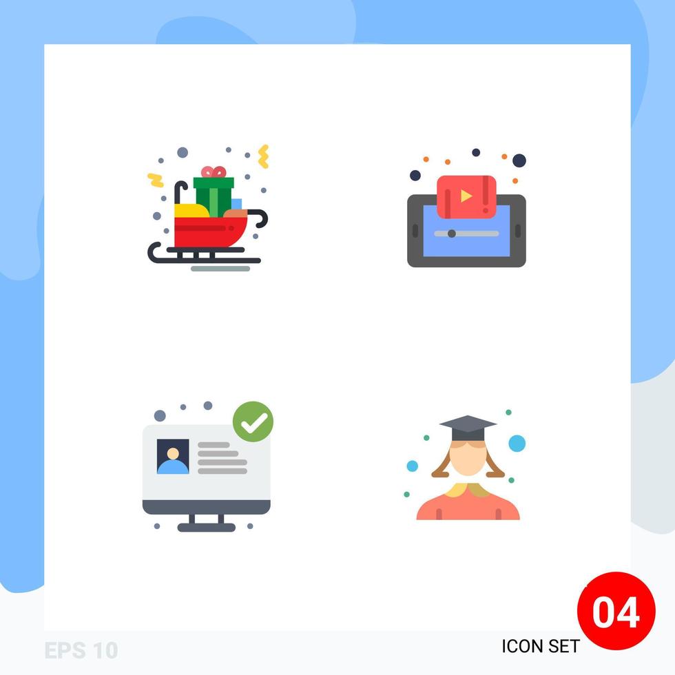 Pack of 4 creative Flat Icons of carriage smartphone sled e hospital website Editable Vector Design Elements