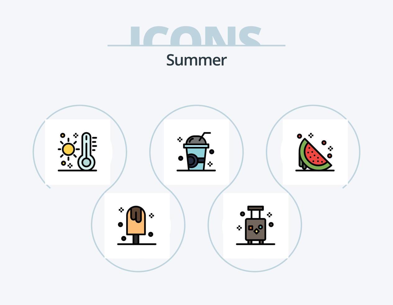 Summer Line Filled Icon Pack 5 Icon Design. ice. drink. thermometer. technology. cool vector