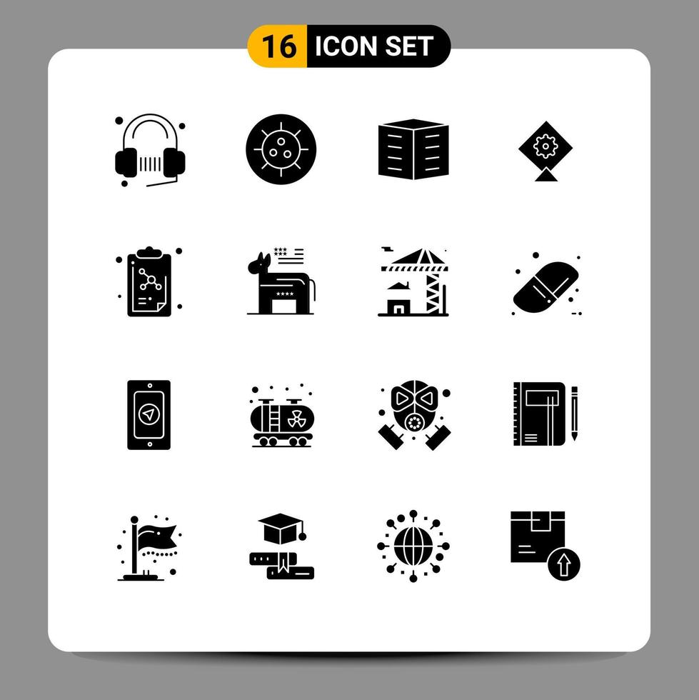 grupo de símbolos de iconos universales de 16 glifos sólidos modernos de apartamentos de educación de lecciones bloques de oficinas del festival elementos de diseño de vectores editables