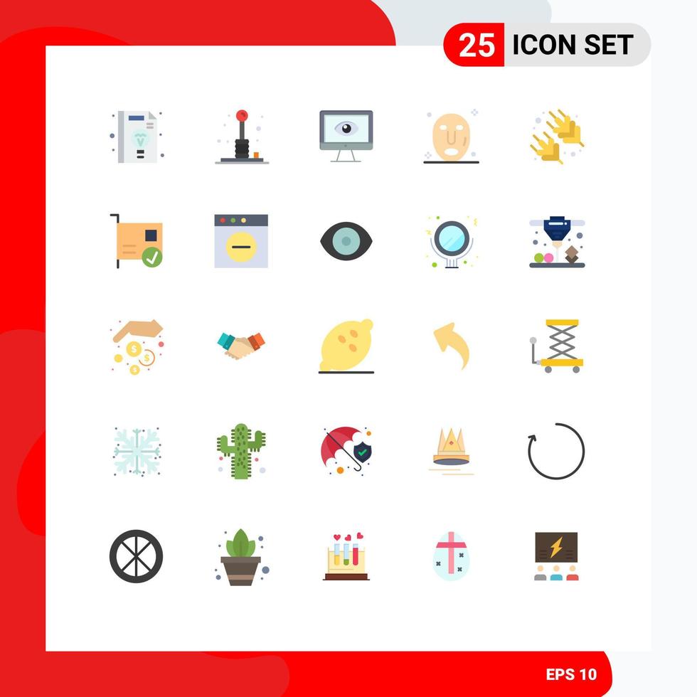 Group of 25 Modern Flat Colors Set for spa facial recreation watch surveillance Editable Vector Design Elements