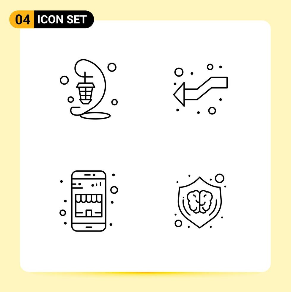 Line Pack of 4 Universal Symbols of lantern buy lamp intersect online shop Editable Vector Design Elements