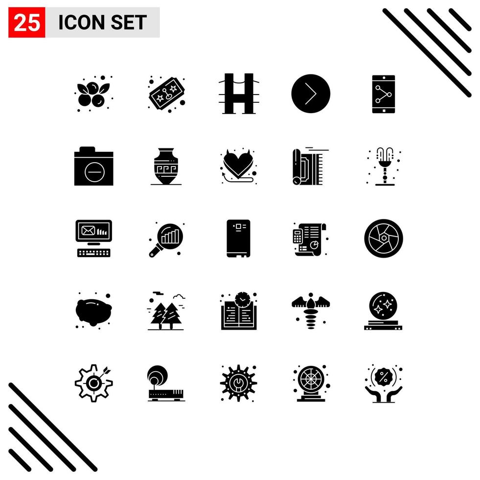 Stock Vector Icon Pack of 25 Line Signs and Symbols for mobile multimedia bridge media player next Editable Vector Design Elements