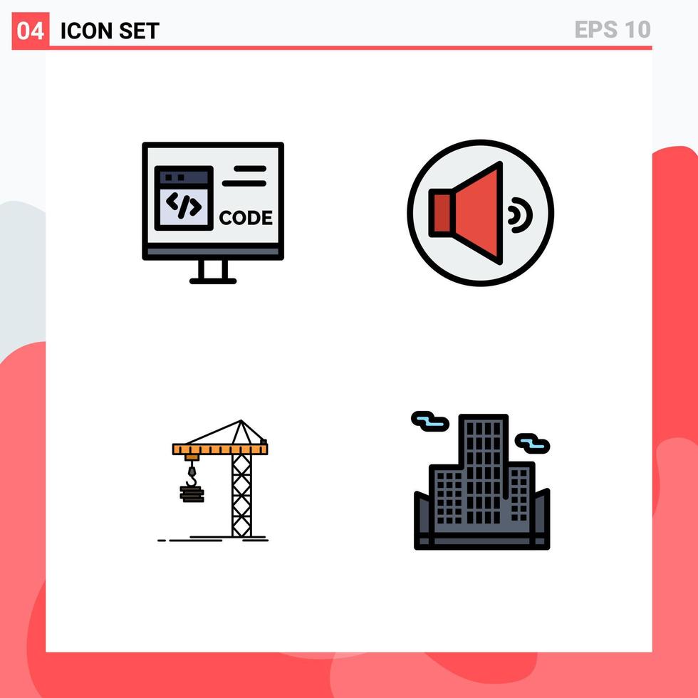 paquete de iconos de vector de stock de 4 signos y símbolos de línea para la creación de aplicaciones desarrollar altavoz construir elementos de diseño de vector editables