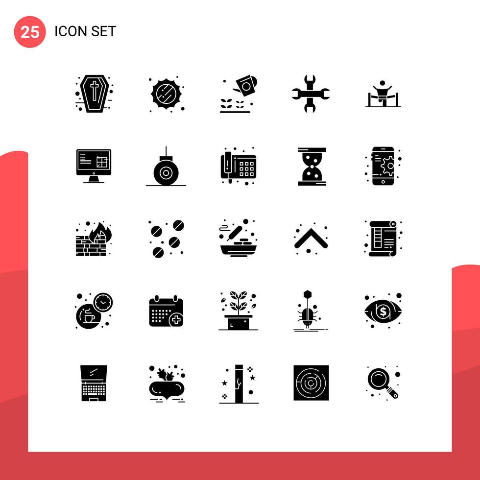 Universal Icon Symbols Group of 25 Modern Solid Glyphs of leader business garden winner tool Editable Vector Design Elements