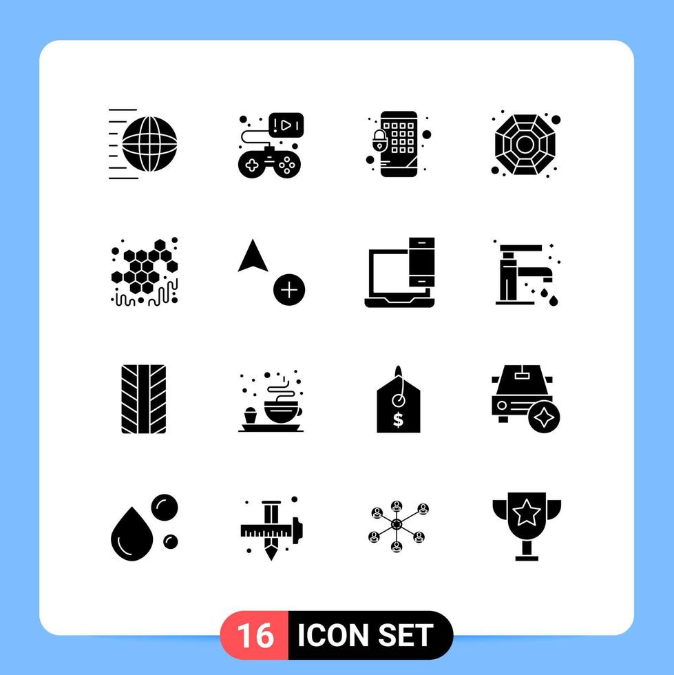 Universal Icon Symbols Group of 16 Modern Solid Glyphs of sweet autumn video game symbol china Editable Vector Design Elements