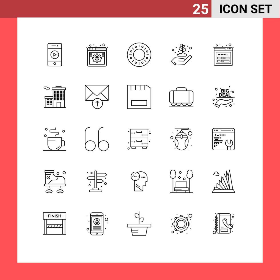 Modern Set of 25 Lines and symbols such as seo gardening web energy earth day Editable Vector Design Elements
