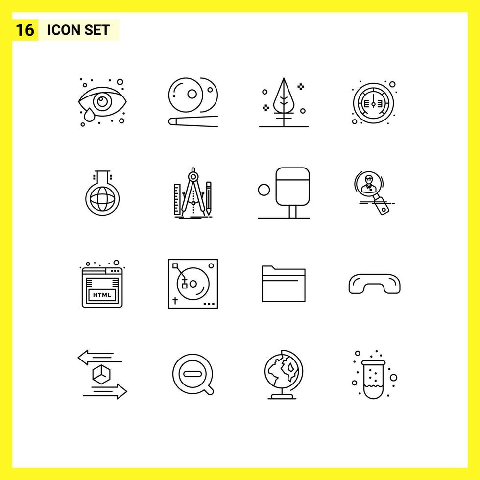 Editable Vector Line Pack of 16 Simple Outlines of experiment flask thanks chemical meter Editable Vector Design Elements