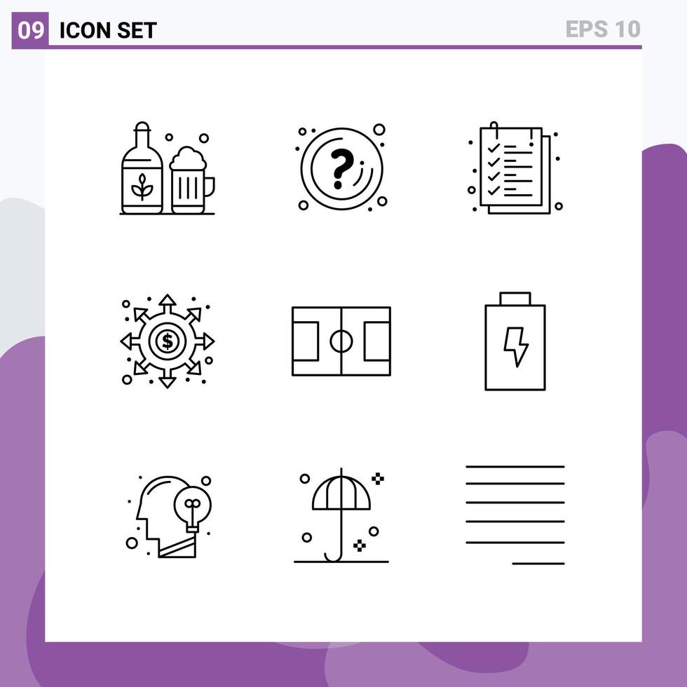 Set of 9 Modern UI Icons Symbols Signs for wormhole hole information black hole text sheet Editable Vector Design Elements
