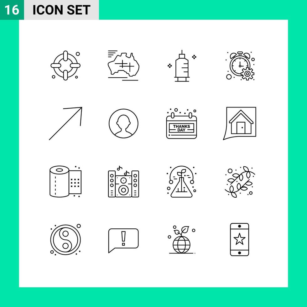 Editable Vector Line Pack of 16 Simple Outlines of right timer chemistry progress percent counter Editable Vector Design Elements