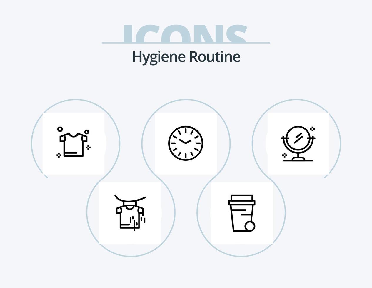 Hygiene Routine Line Icon Pack 5 Icon Design. cleaning. bedroom. coffee. bed. dustpan vector