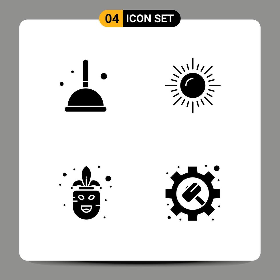 Set of Modern UI Icons Symbols Signs for broom mardi gras witch sun gear Editable Vector Design Elements