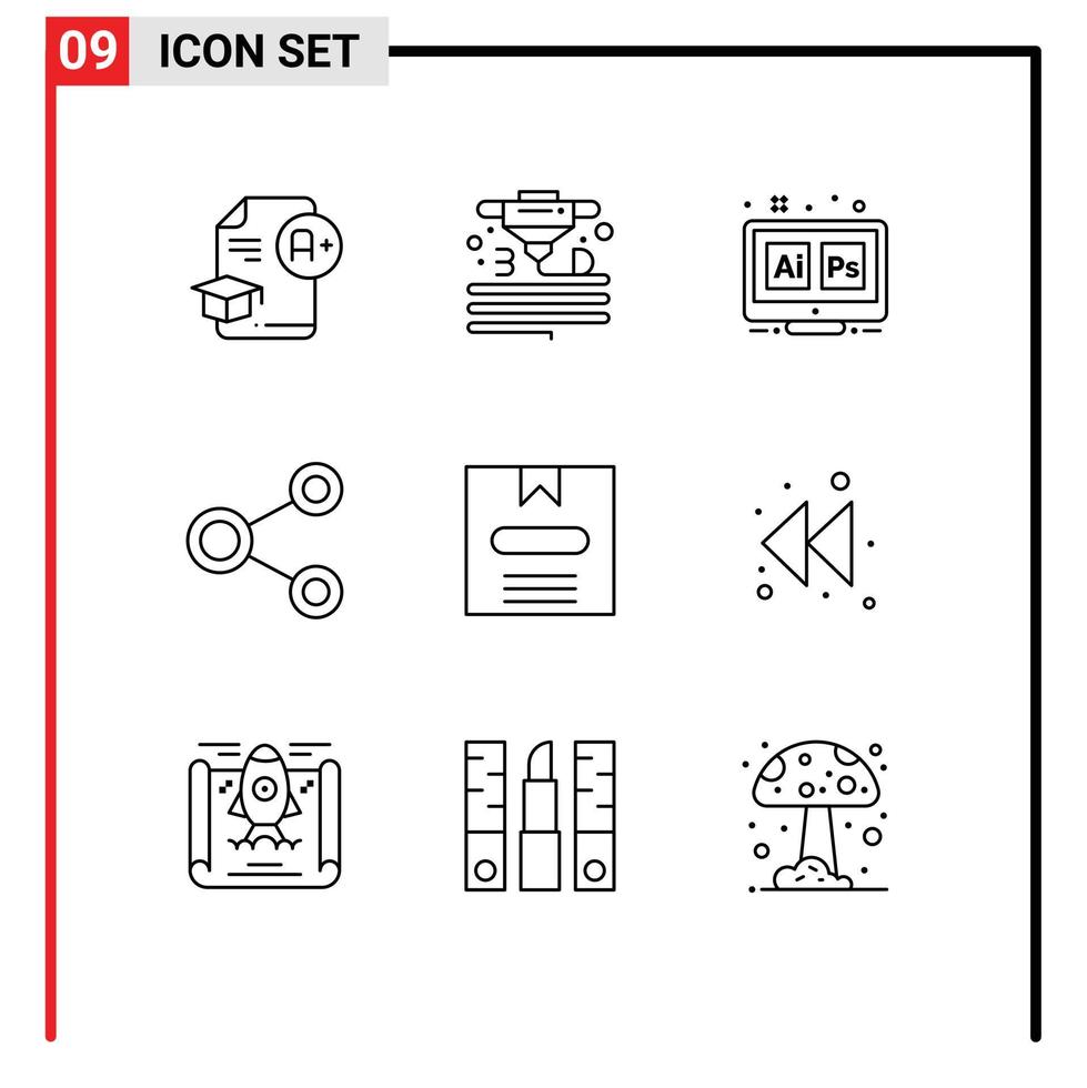 9 Creative Icons Modern Signs and Symbols of sharing link printer connect tool Editable Vector Design Elements