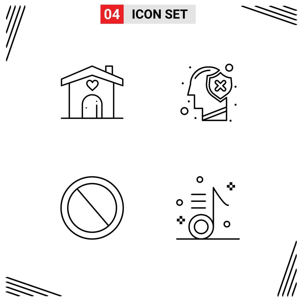 Modern Set of 4 Filledline Flat Colors and symbols such as home bin wedding human garbage Editable Vector Design Elements