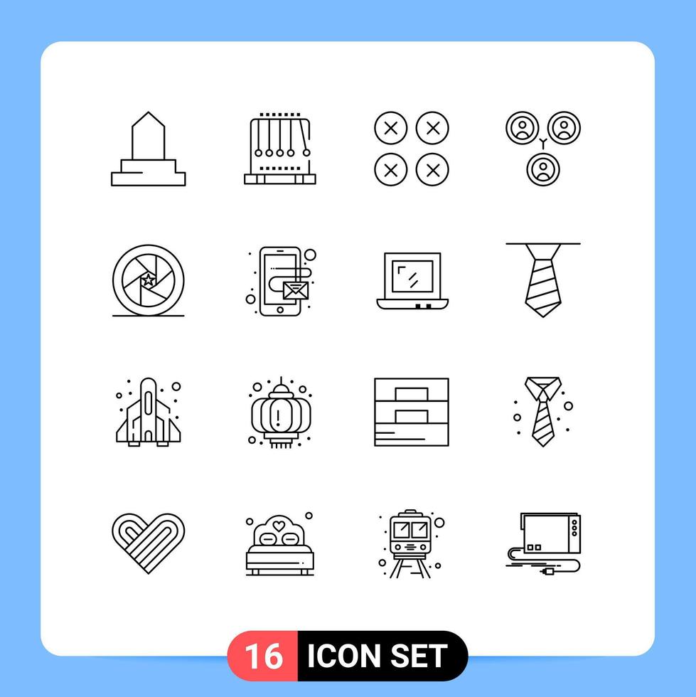 16 Thematic Vector Outlines and Editable Symbols of featured star social abstract friends ux Editable Vector Design Elements