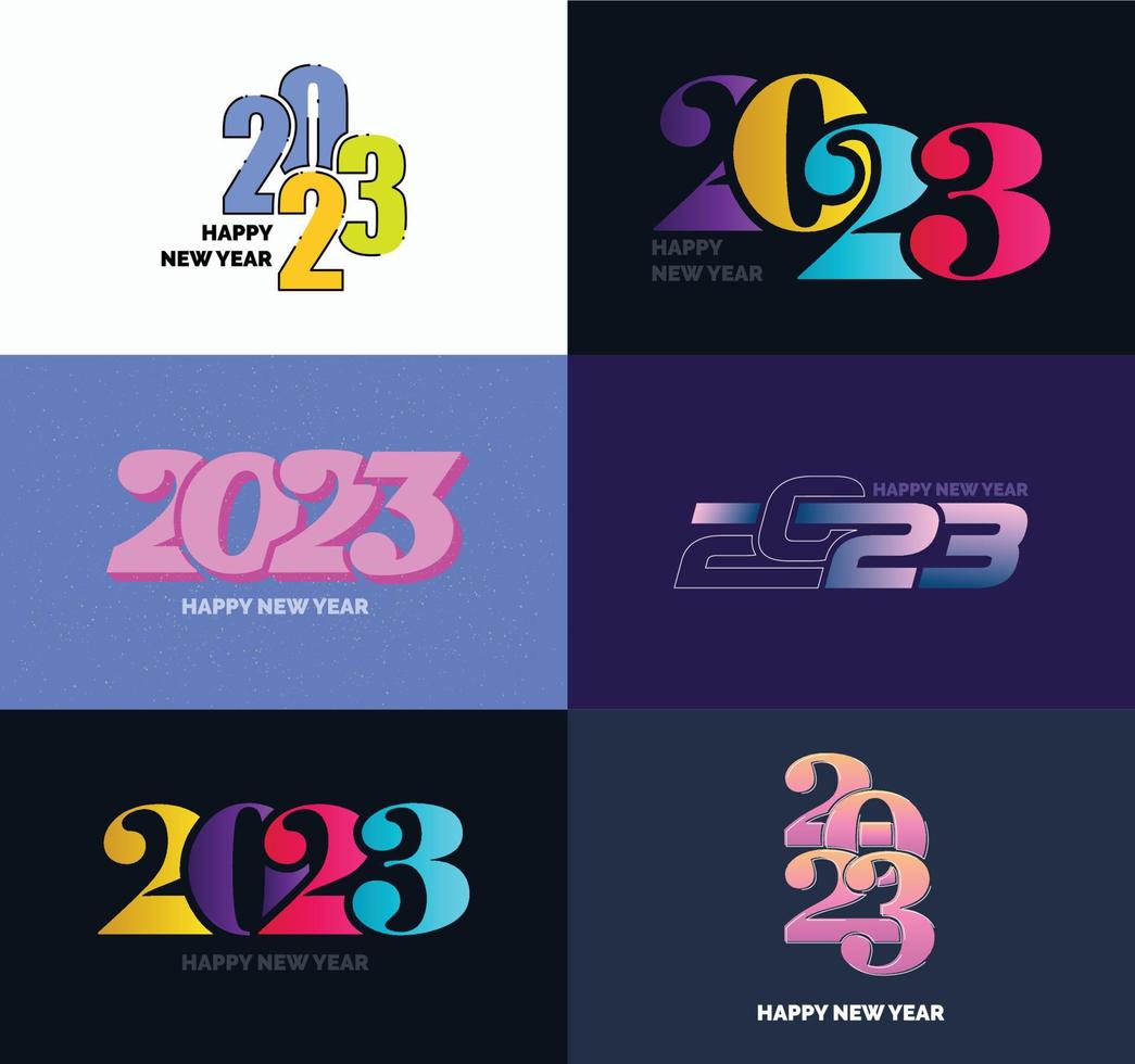 Big Set of 2023 Happy New Year logo text design 2023 number design template vector