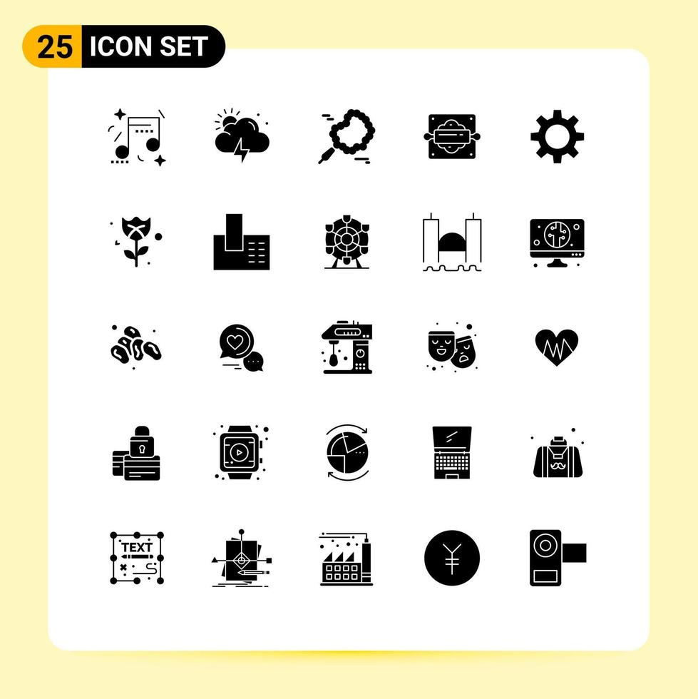 25 Solid Glyph concept for Websites Mobile and Apps flower setting pray romz bread roller Editable Vector Design Elements