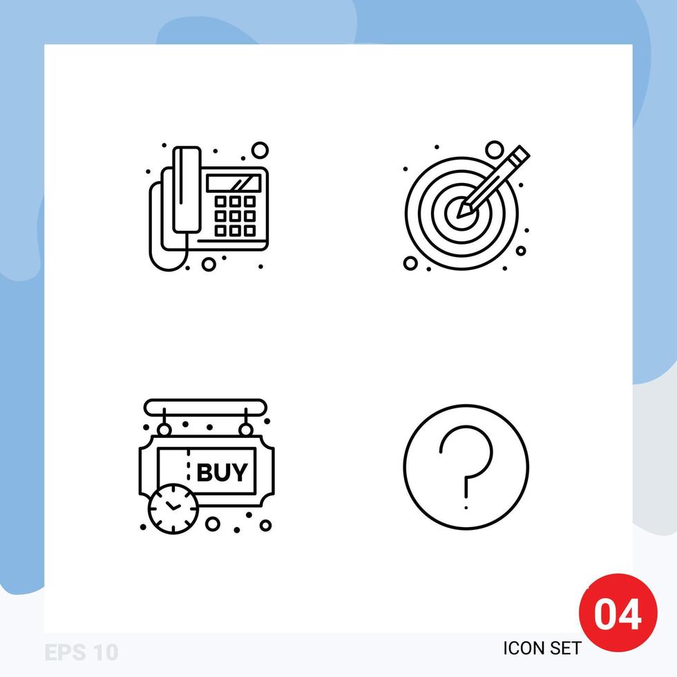 Universal Icon Symbols Group of 4 Modern Filledline Flat Colors of call buy device target shopping Editable Vector Design Elements