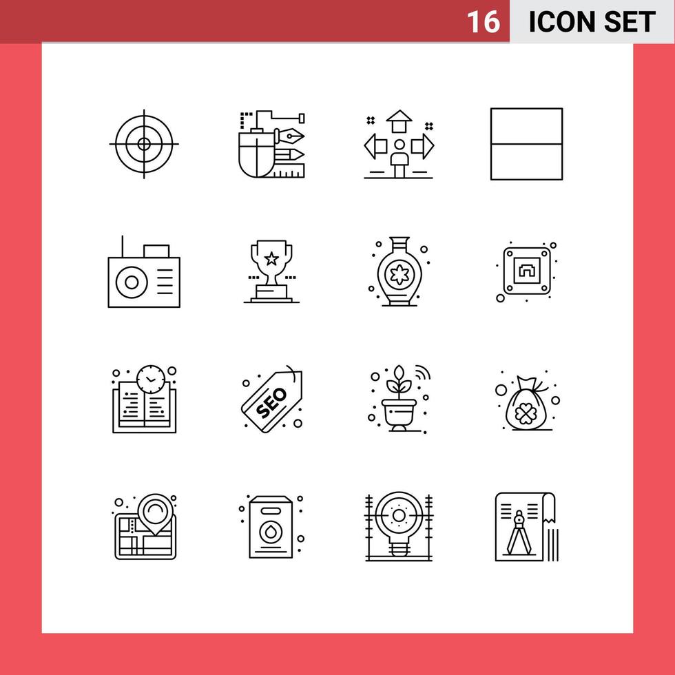 Set of 16 Commercial Outlines pack for radio layout direction interface problem Editable Vector Design Elements