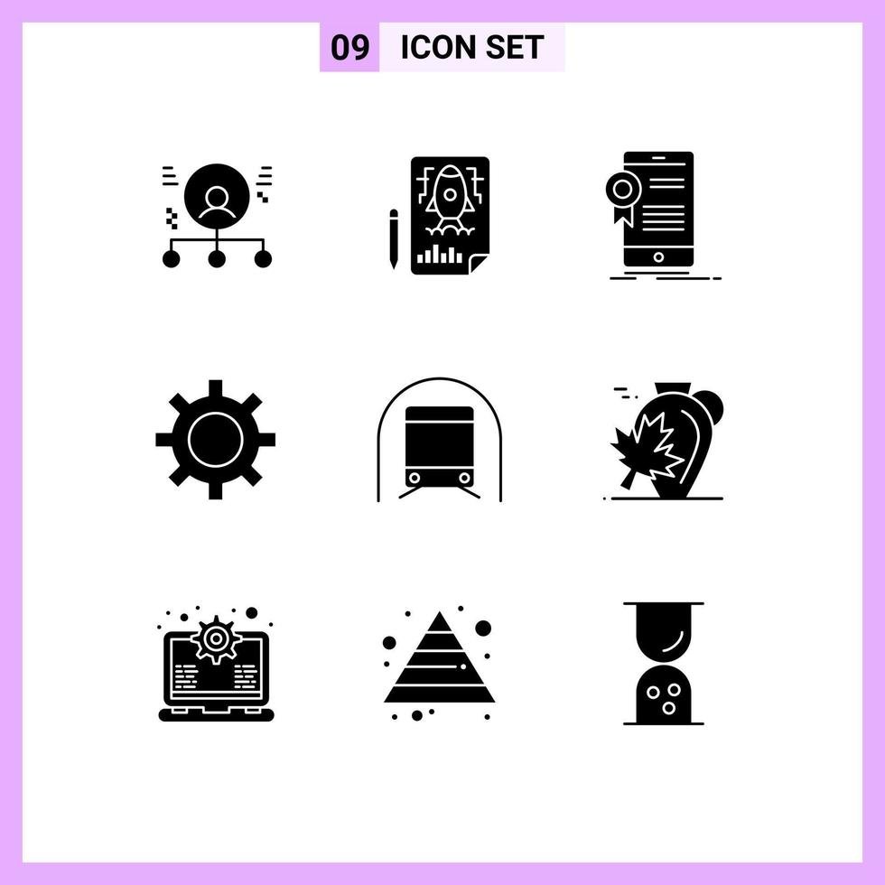 9 Universal Solid Glyphs Set for Web and Mobile Applications vehicle maintenance vehicles file setting application Editable Vector Design Elements