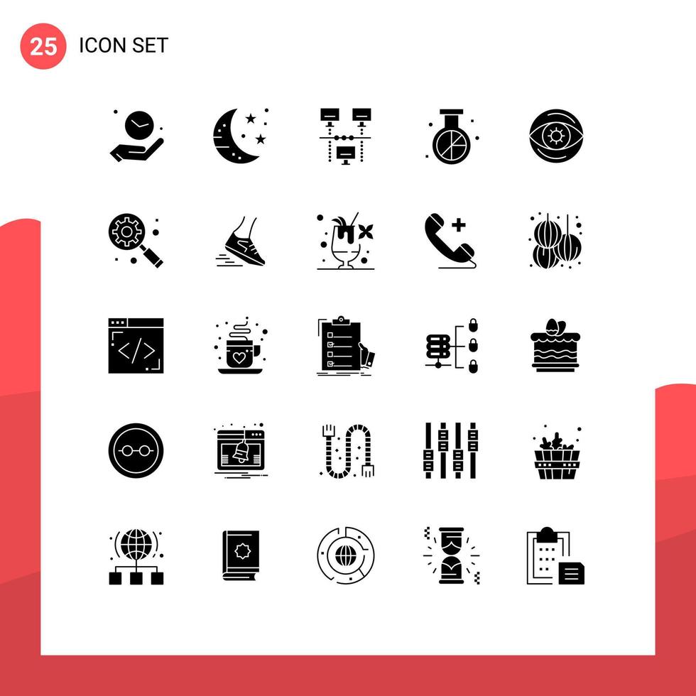 Universal Icon Symbols Group of 25 Modern Solid Glyphs of business optimization connection media engine Editable Vector Design Elements