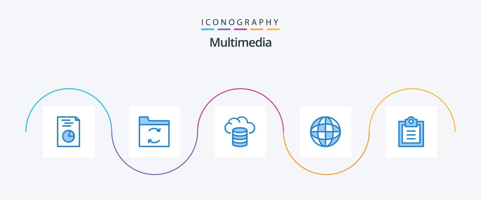 Multimedia Blue 5 Icon Pack Including . hosting. todo. checklist vector