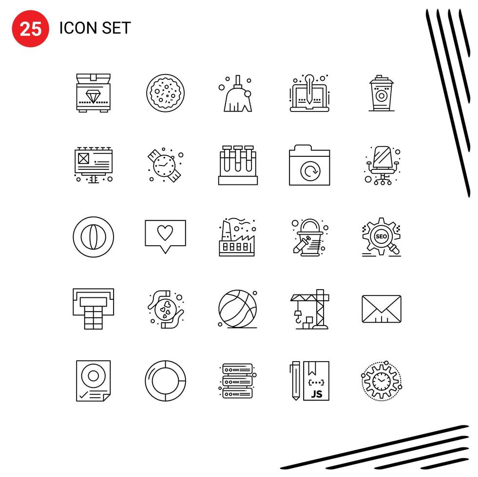 Group of 25 Lines Signs and Symbols for mug writer clean storytelling organic Editable Vector Design Elements