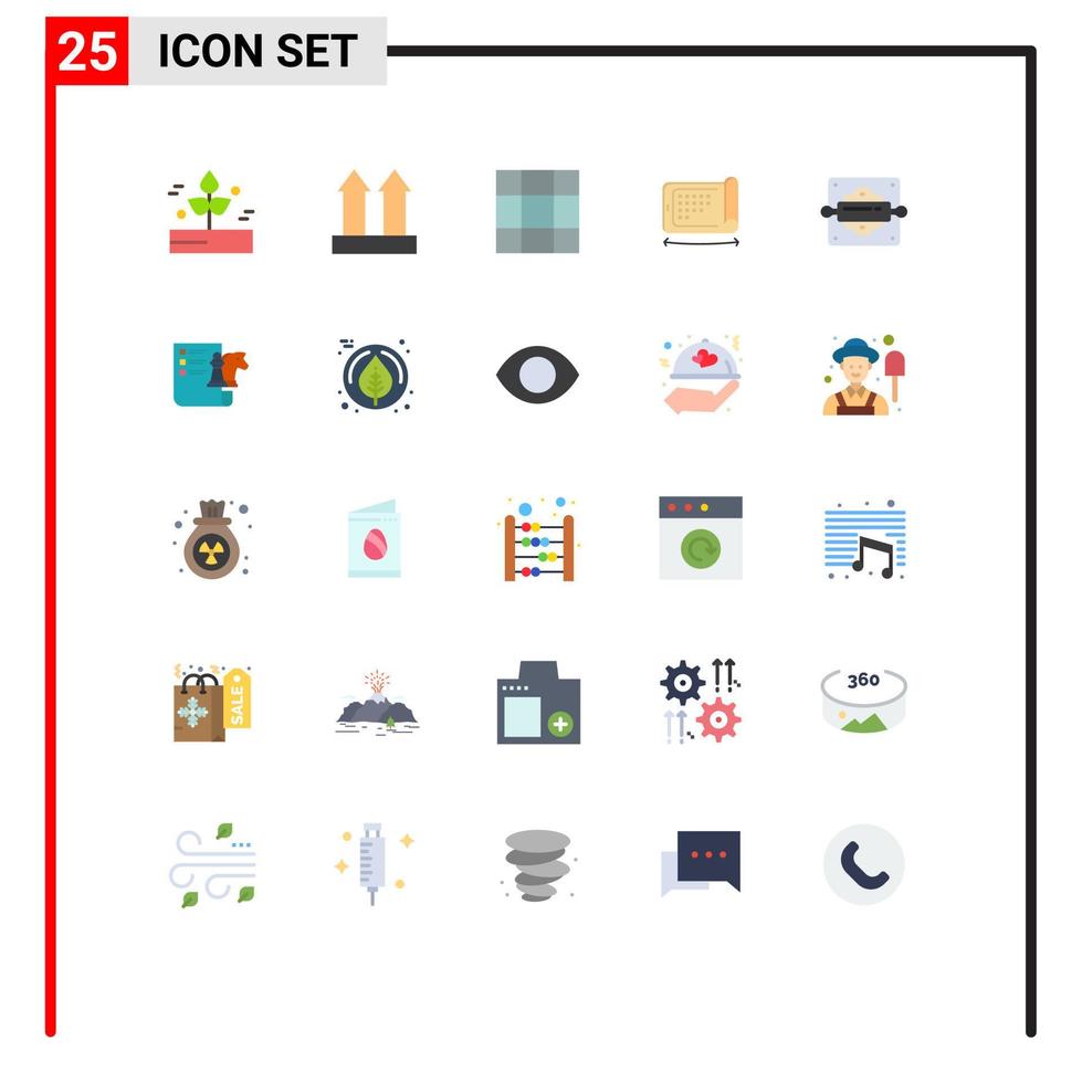 Pictogram Set of 25 Simple Flat Colors of bread roller bakery up felexibel display Editable Vector Design Elements