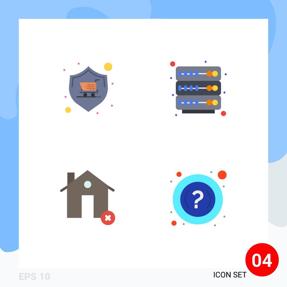 Group of 4 Flat Icons Signs and Symbols for buy cancel store rack estate Editable Vector Design Elements