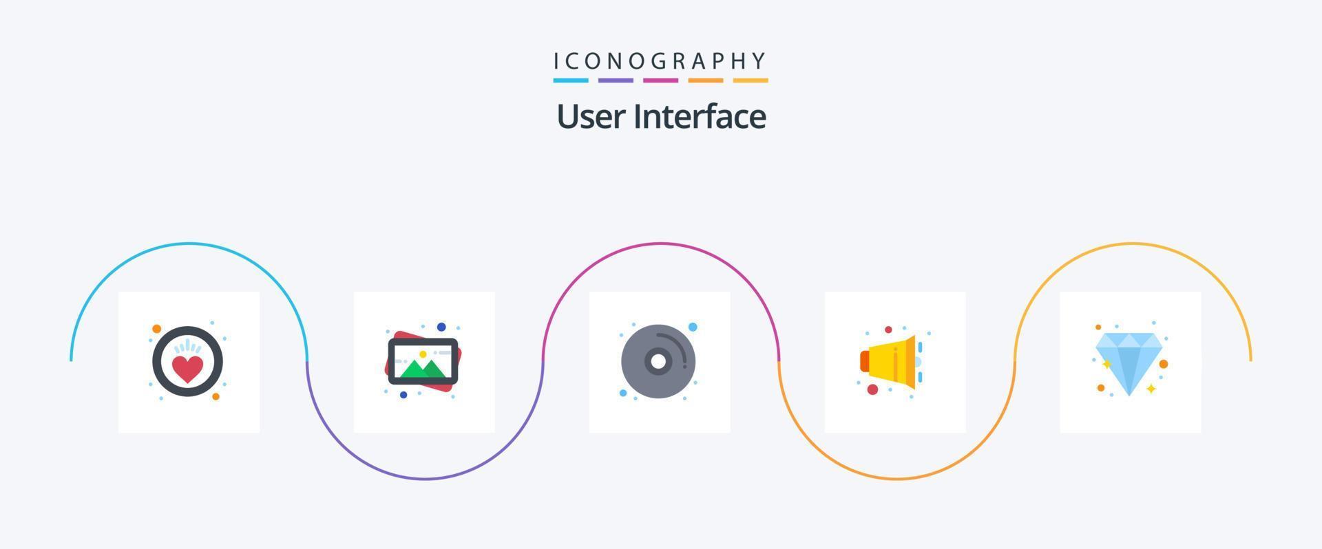User Interface Flat 5 Icon Pack Including . diamond. disk. brilliant. volume vector
