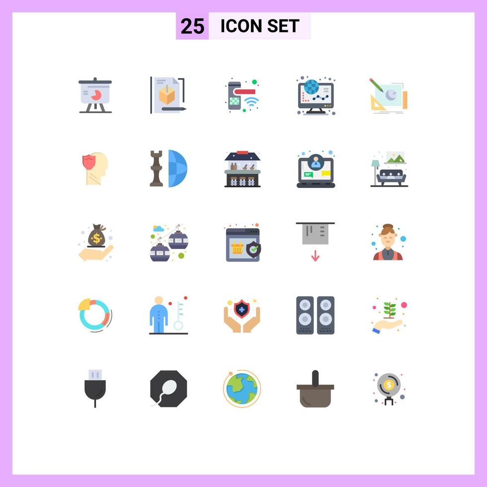 25 Thematic Vector Flat Colors and Editable Symbols of online finance technology ecommerce security Editable Vector Design Elements