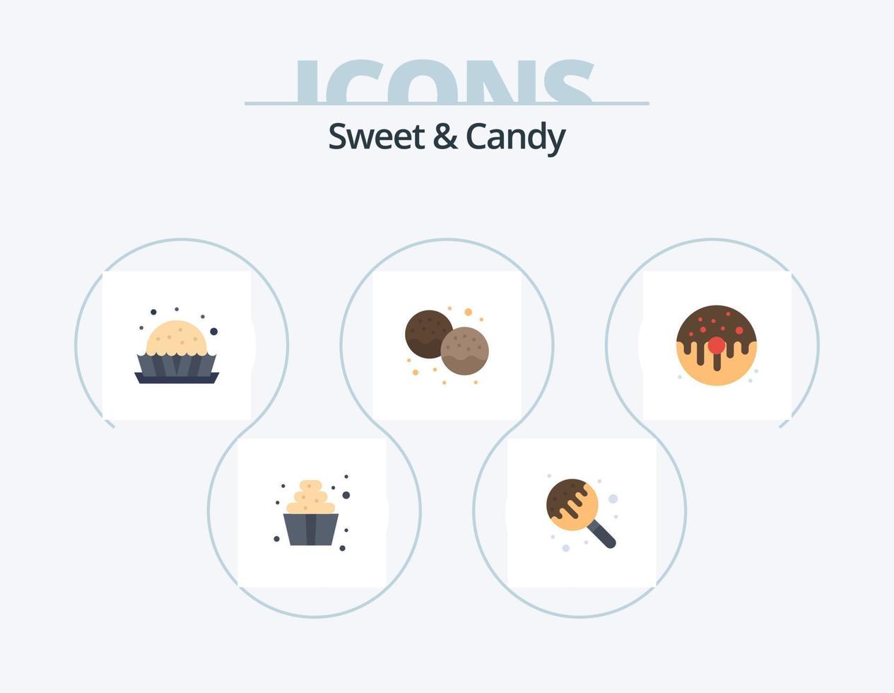 Sweet And Candy Flat Icon Pack 5 Icon Design. dessert. eat. dessert. donut. bakery vector