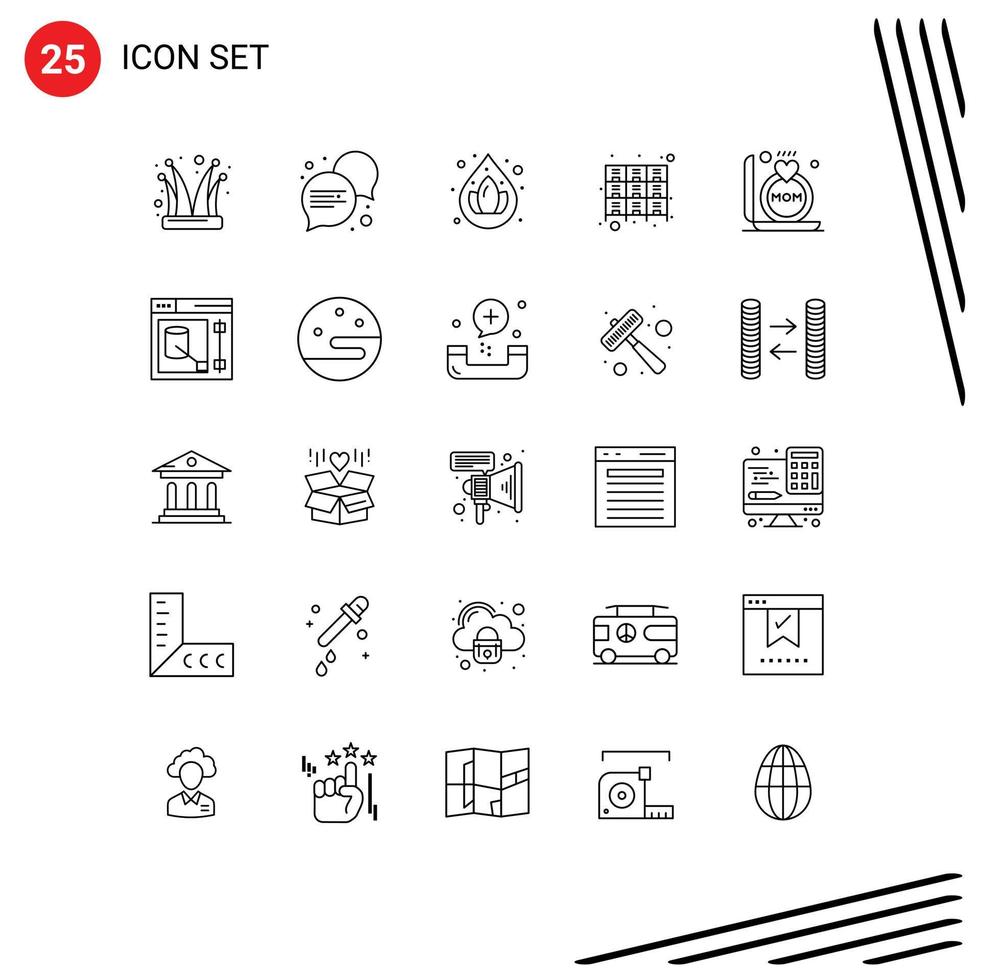 Line Pack of 25 Universal Symbols of gift rack water files drawer Editable Vector Design Elements