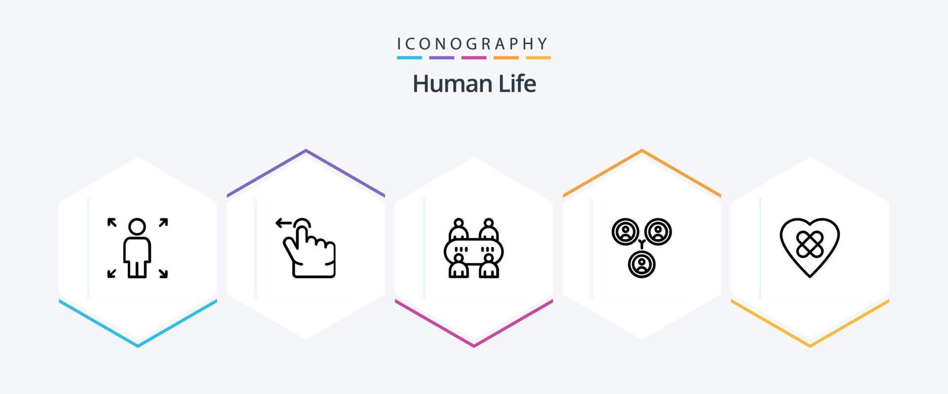 paquete de iconos humanos de 25 líneas que incluye . . mesa. parche. sanar vector