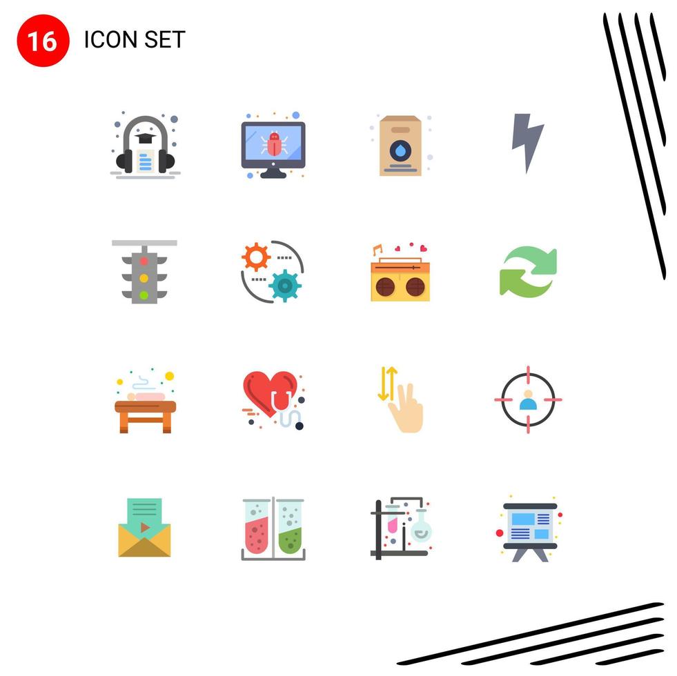Modern Set of 16 Flat Colors Pictograph of traffic sign milk light basic Editable Pack of Creative Vector Design Elements