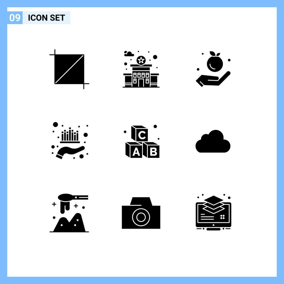 9 Universal Solid Glyphs Set for Web and Mobile Applications cloud learning asset education wealth Editable Vector Design Elements