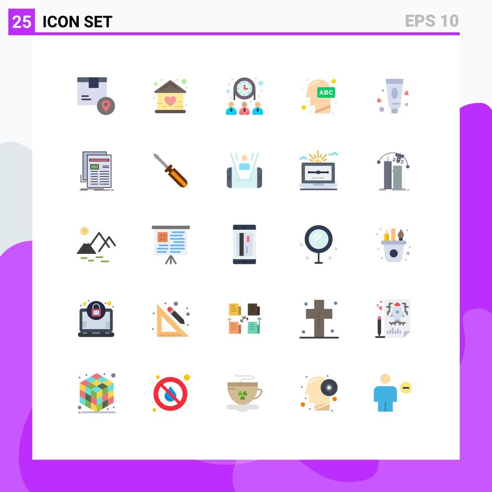 25 User Interface Flat Color Pack of modern Signs and Symbols of knowledge head home education team Editable Vector Design Elements