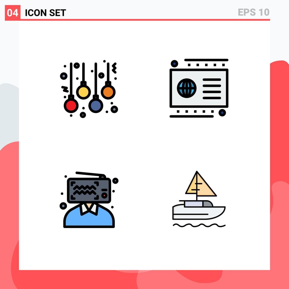 4 Creative Icons Modern Signs and Symbols of accessories blogging lamps debit influencer Editable Vector Design Elements